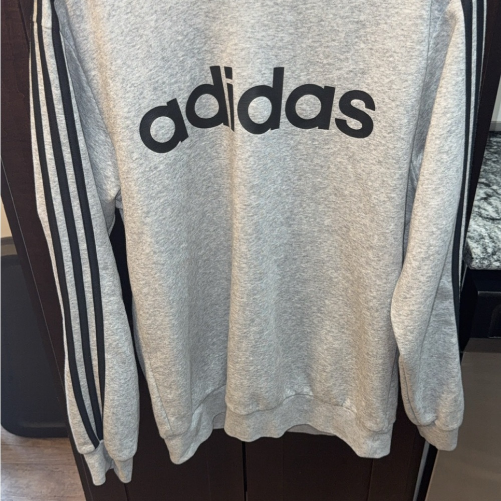 Adidas Men's Crewneck Sweater in Gray and Black